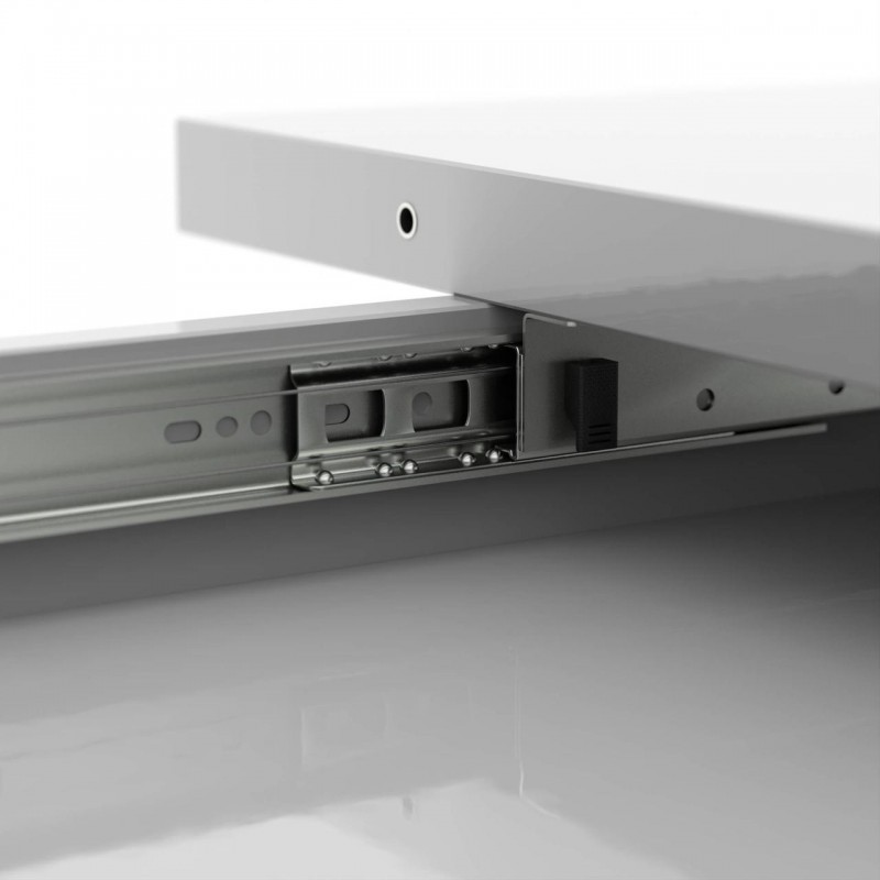 Обідній розсувний стіл Неман РОЙ МДФ Білий/Чорний глянець