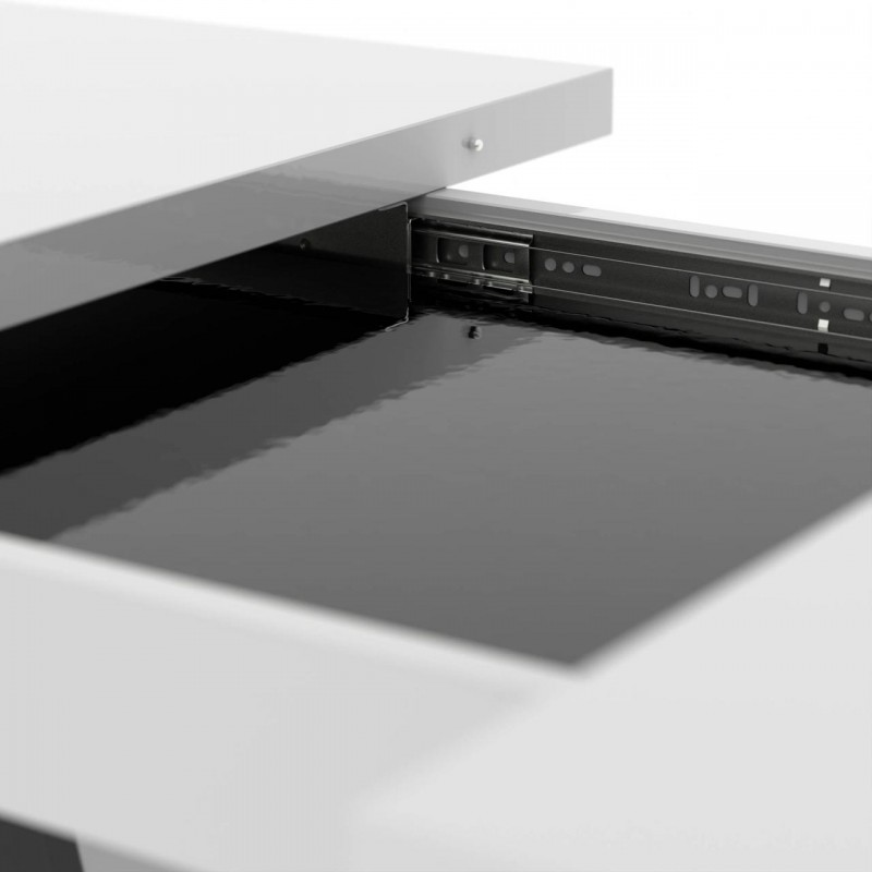 Обідній розсувний стіл Неман РОЙ МДФ Білий/Чорний глянець