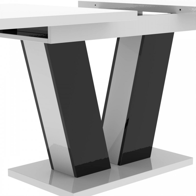 Обідній розсувний стіл Неман РОЙ МДФ Білий/Чорний глянець