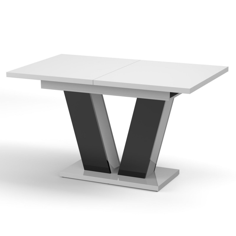 Обідній розсувний стіл Неман РОЙ МДФ Білий/Чорний глянець