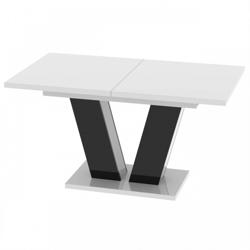 Обідній розсувний стіл Неман РОЙ МДФ Білий/Чорний глянець