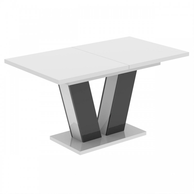 Обідній розсувний стіл Неман РОЙ МДФ Білий/Сірий глянець