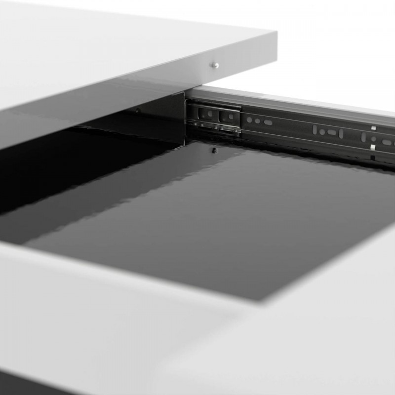 Обідній розсувний стіл Неман ТРІОН МДФ Білий/Чорний глянець