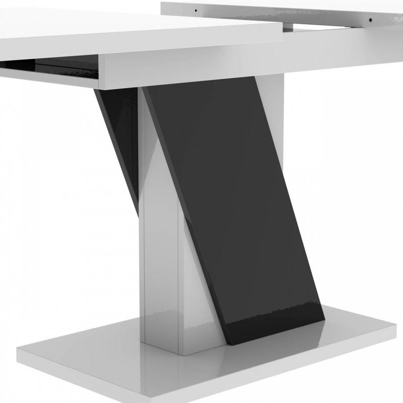 Обідній розсувний стіл Неман ТРІОН МДФ Білий/Чорний глянець