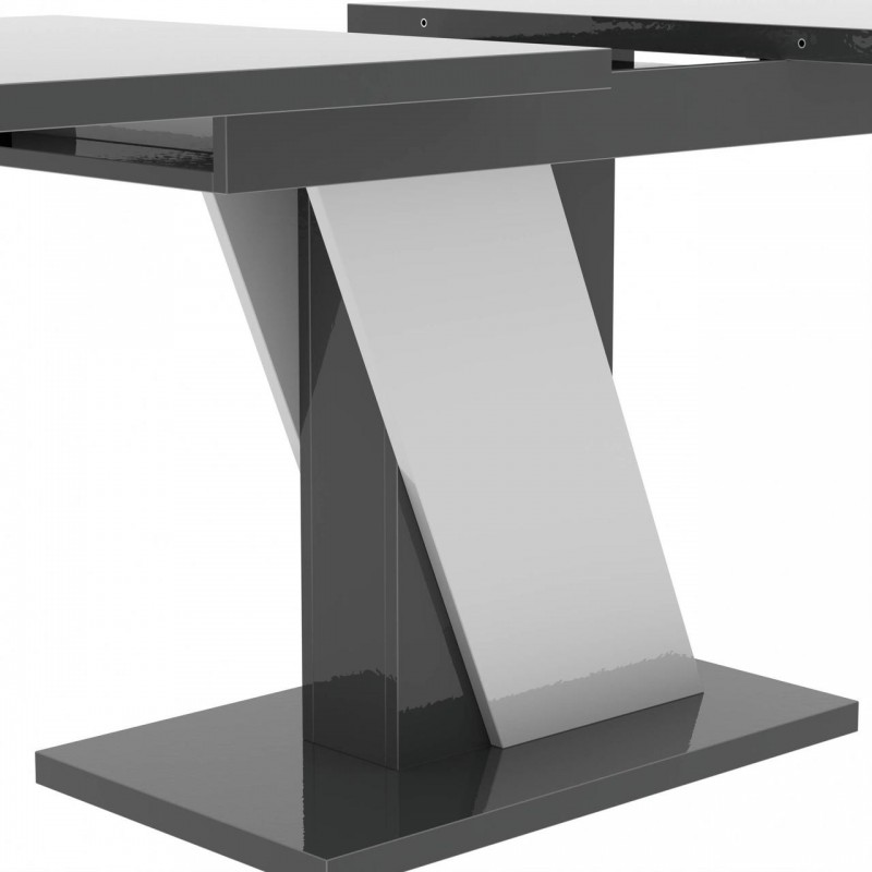 Обідній розсувний стіл Неман ТРІОН МДФ Сірий/Білий глянець