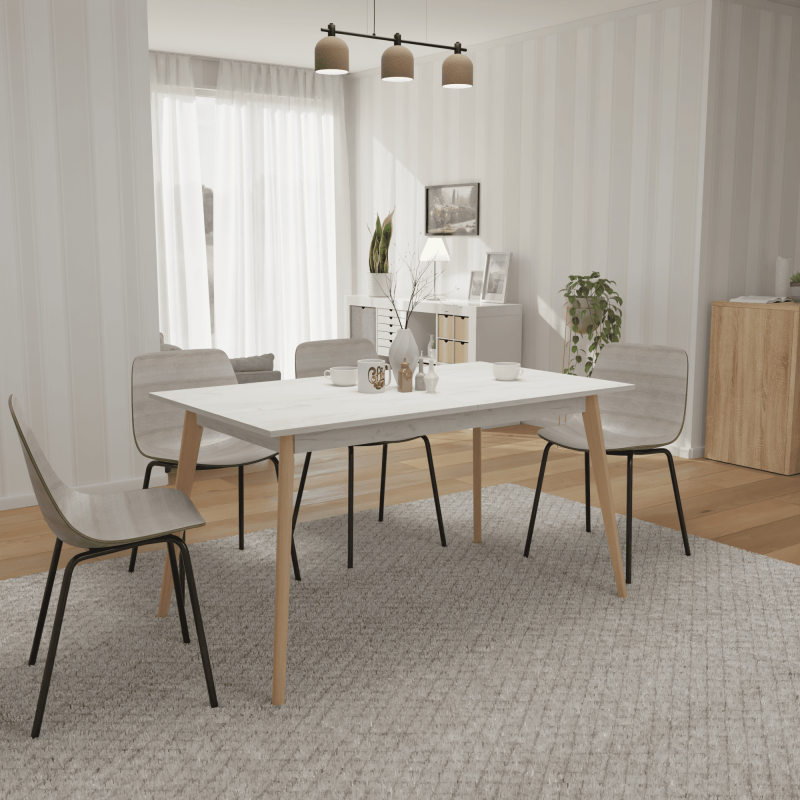 Розкладний стіл Неман БОН 1380х780 Дуб крафт білий/Лак