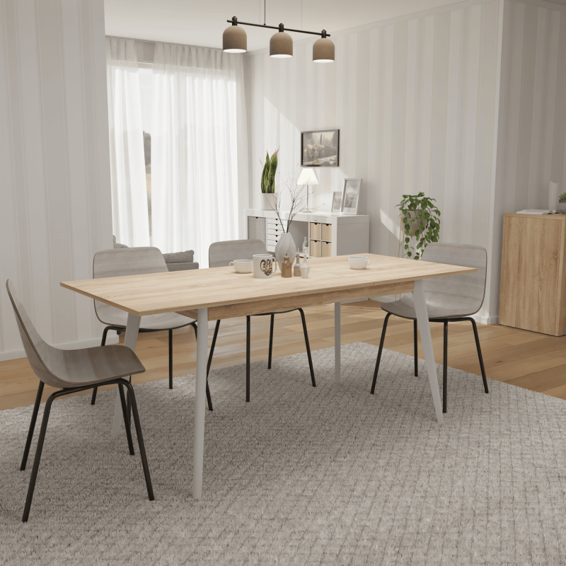 Розкладний стіл Неман БОН 1380х780 Дуб сонома/Білий