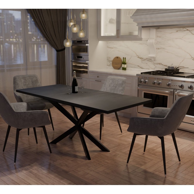 Розсувний обідній стіл СПАЙДЕР ДСП Вугільний камінь/Чорний 1400x800