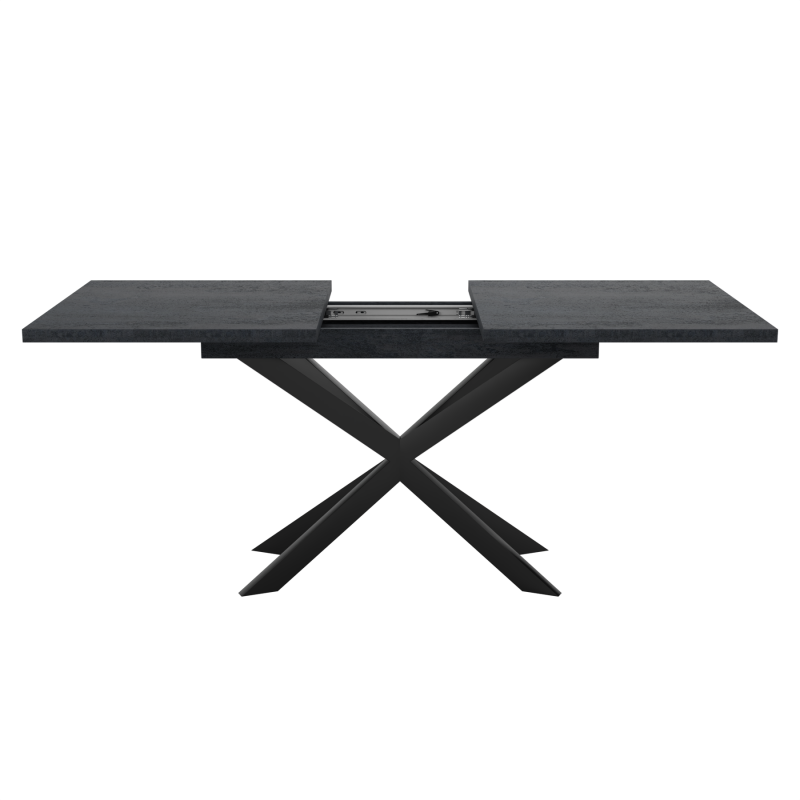 Розсувний обідній стіл СПАЙДЕР ДСП Вугільний камінь/Чорний 1400x800
