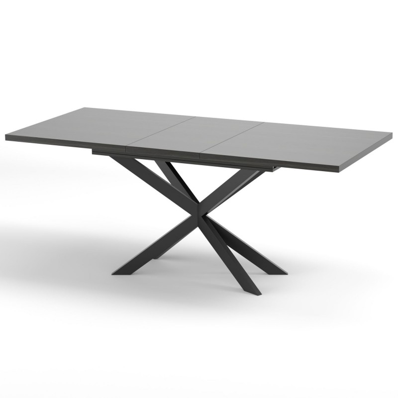 Розсувний обідній стіл СПАЙДЕР МДФ В'яз металевий/Чорний 1400x800