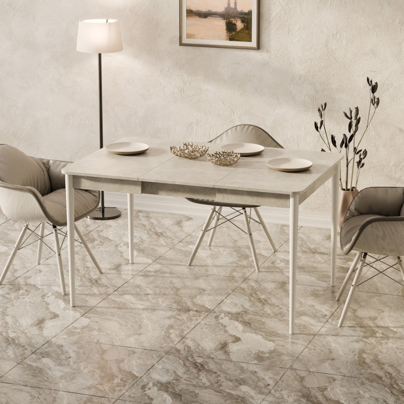 Розсувний стіл Неман МОНО квадрат Бетон/Білий