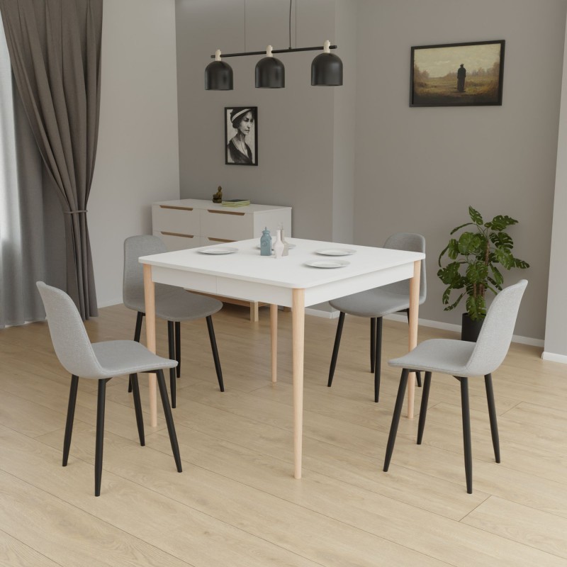 Розсувний стіл Неман МОНО квадрат Білий/Лак