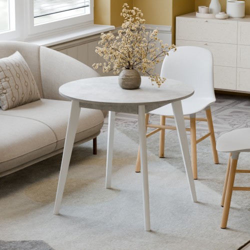 Стіл обідній Неман БОН 880х880 Бетон/Білий