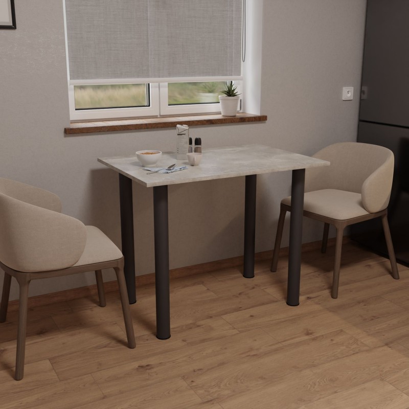 Стіл обідній Неман ЯРЛ 1380х675 Бетон/Чорний