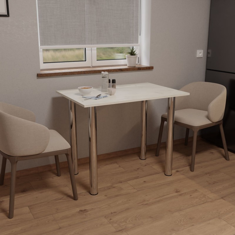 Стіл обідній Неман ЯРЛ 1380х675 Дуб крафт білий/Хром