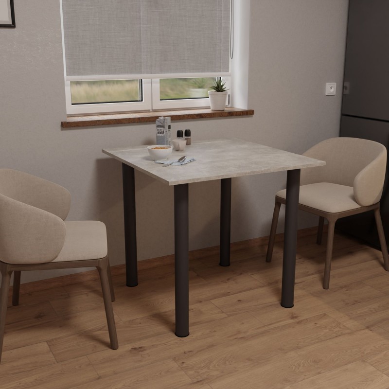 Стіл обідній Неман ЯРЛ 900х900 Бетон/Чорний