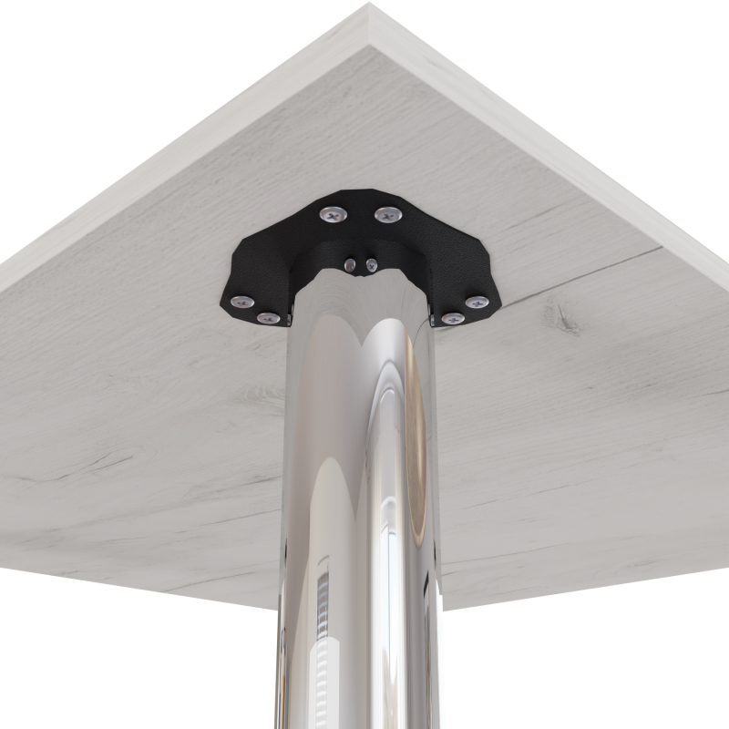 Стіл обідній Неман ЯРЛ 900х900 Дуб крафт білий/Хром