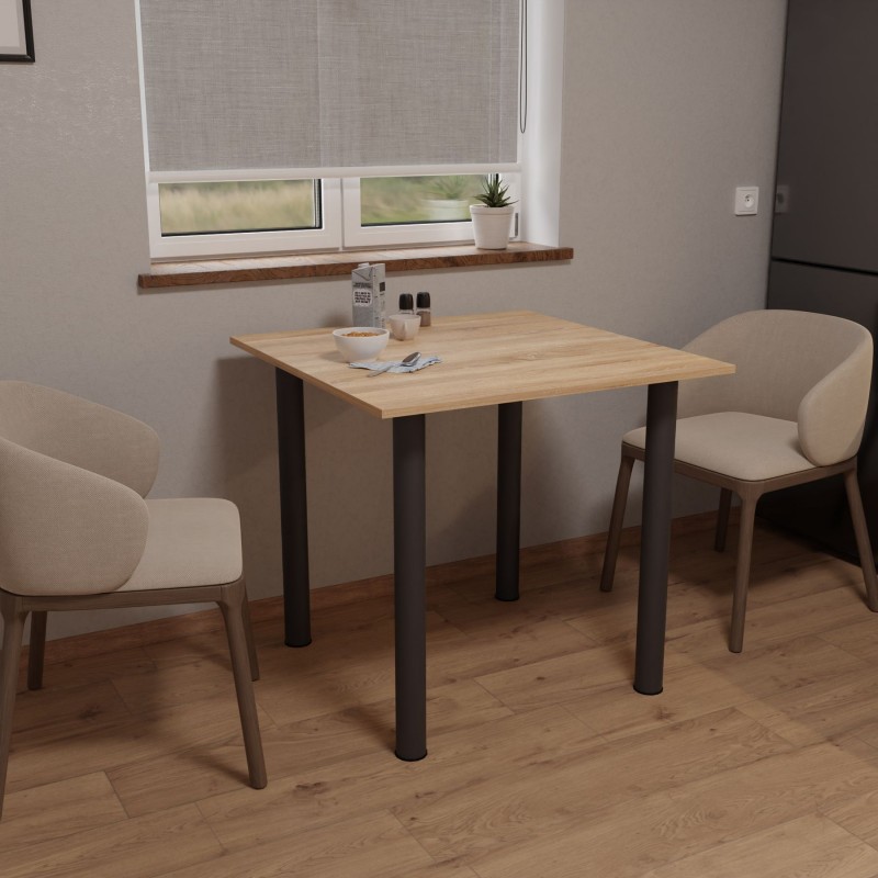 Стіл обідній Неман ЯРЛ 900х900 Дуб сонома/Чорний