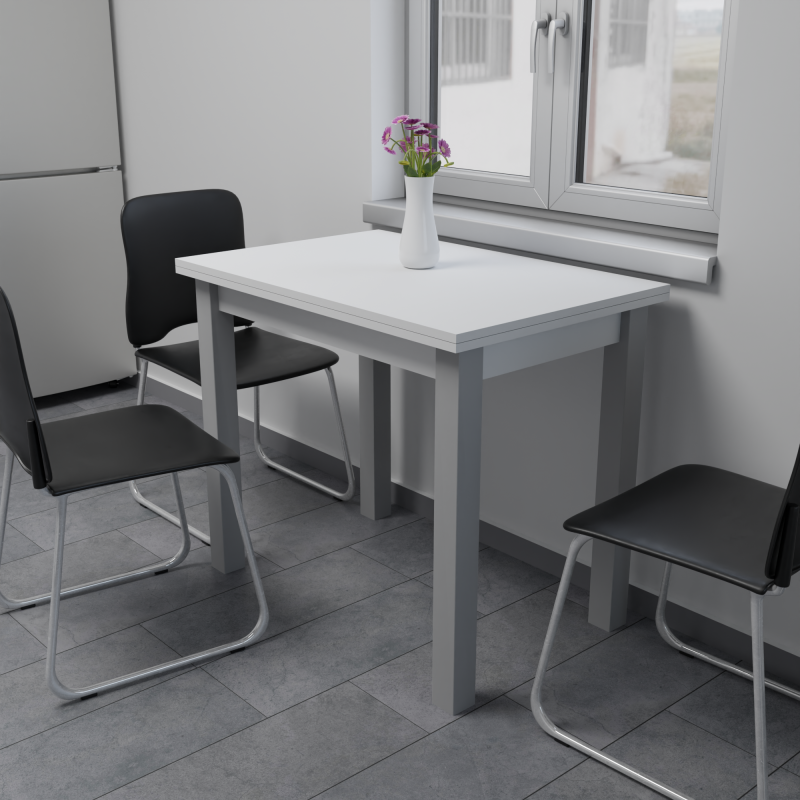 Стіл обідній розкладний Неман ЮК Білий/Сірий