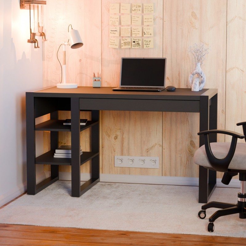 Стіл офісний Неман ВОЛЬФ 1200x600x750 Антрацит/Чорний