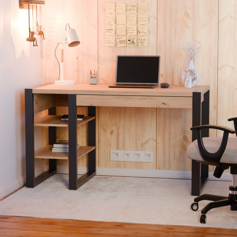 Стіл офісний Неман ВОЛЬФ 1200x600x750 Дуб кремона торро/Чорний