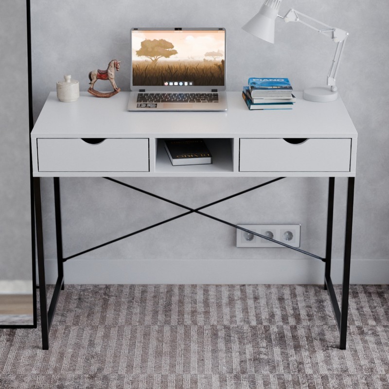 Стіл письмовий Неман КРАТ Білий/Чорний