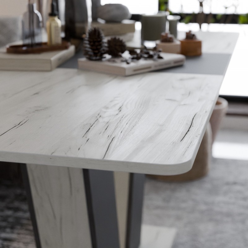 Стіл розсувний Неман ДЕН Дуб крафт білий/Графіт