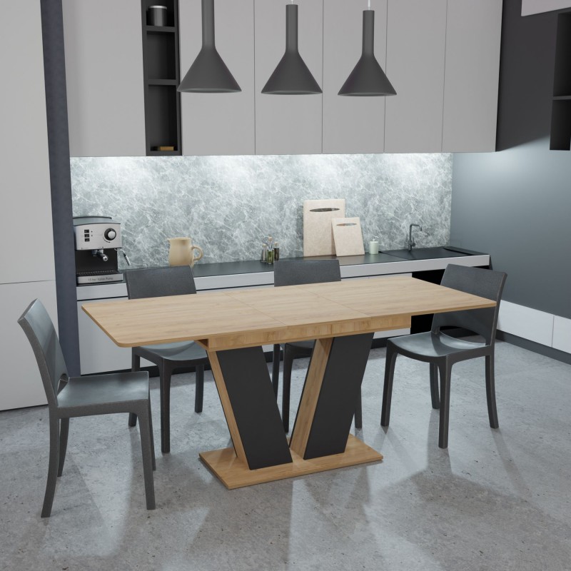 Стіл розсувний Неман ДЕН Дуб крафт золотий/Графіт