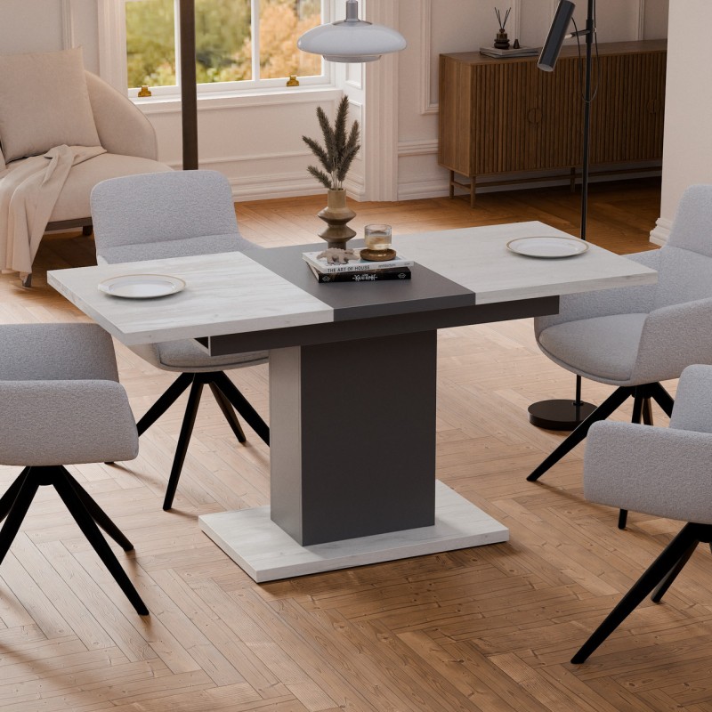 Стіл розсувний Неман ГРЕЙС Дуб крафт білий/Графіт