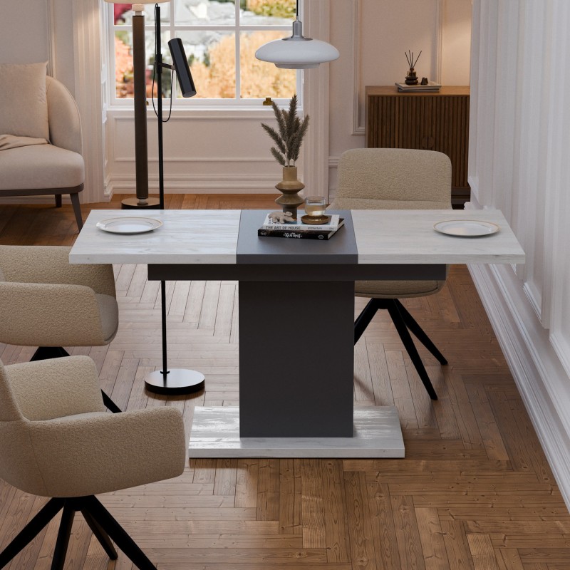 Стіл розсувний Неман ГРЕЙС Дуб крафт білий/Графіт