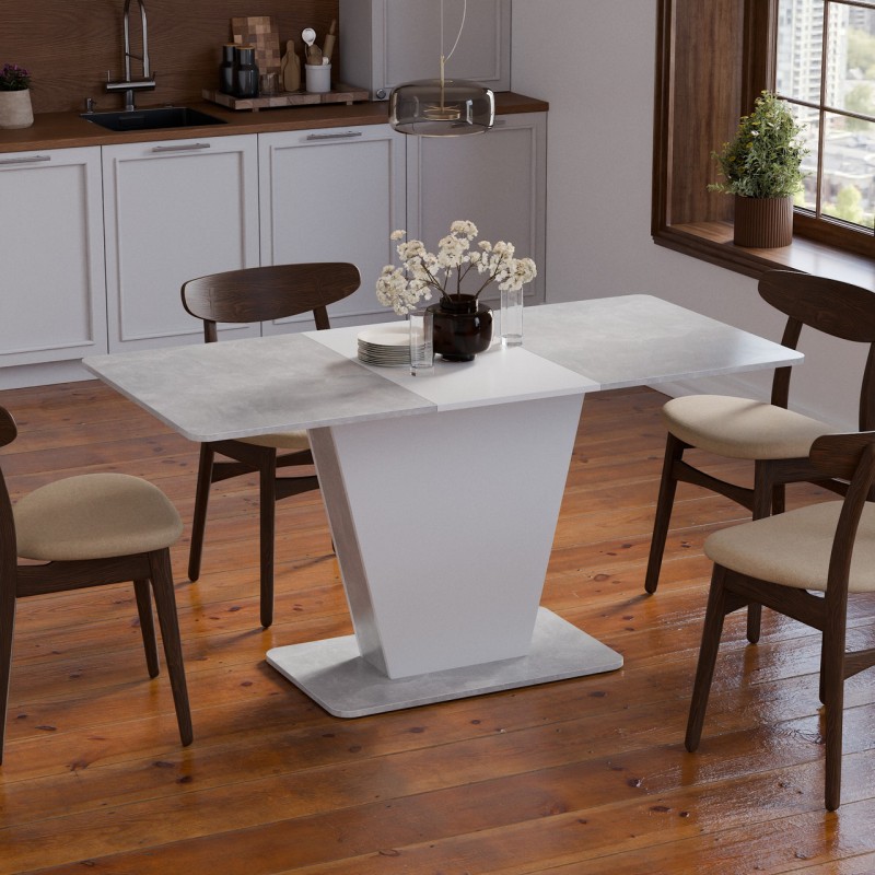 Стіл розсувний Неман КЛАЙД Бетон/Білий