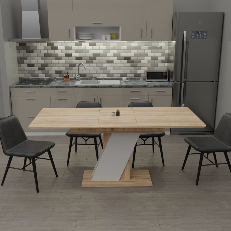 Стіл розсувний Неман ТЕЧ Дуб сонома/Білий