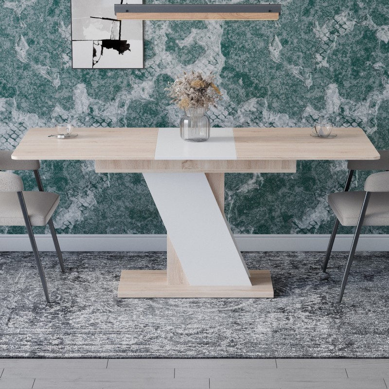 Стіл розсувний Неман ТЕЧ Дуб сонома/Білий