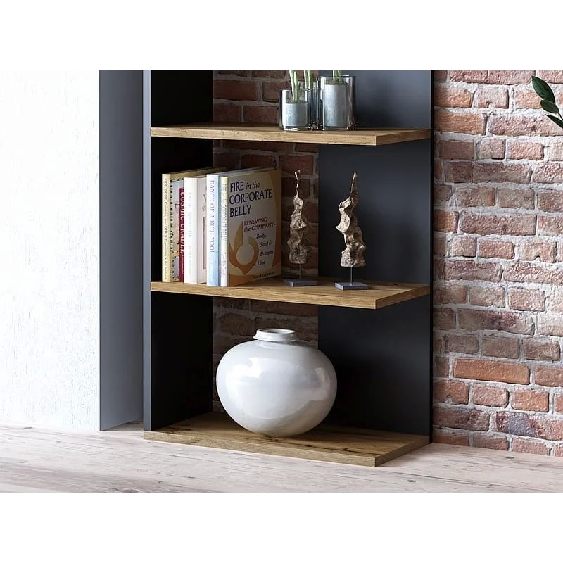 Стелаж CORNER дуб вотан / чорний 170x60 Signal