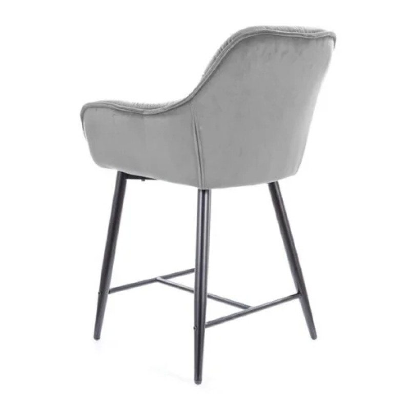 Барний стілець CHERRY H-2 VELVET чорний каркас / сірий BLUVEL 14 Signal