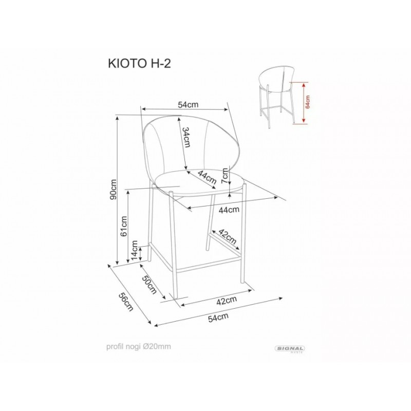 Напівбарний стілець кухонний Kioto H-2 Світло-бежева тканина / Кашемір каркас Signal