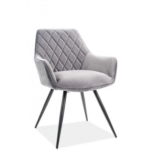 Крісло Linea Velvet Сірий / Чорний Signal