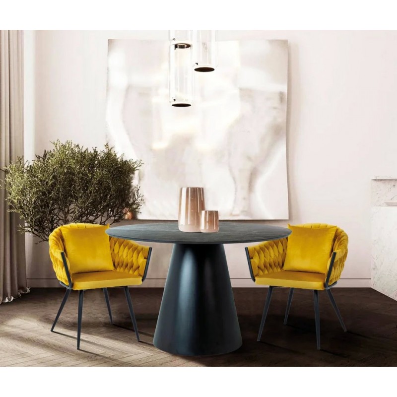 Стіл ANGEL сірий еф.мармуру / чорний мат д.120 Signal