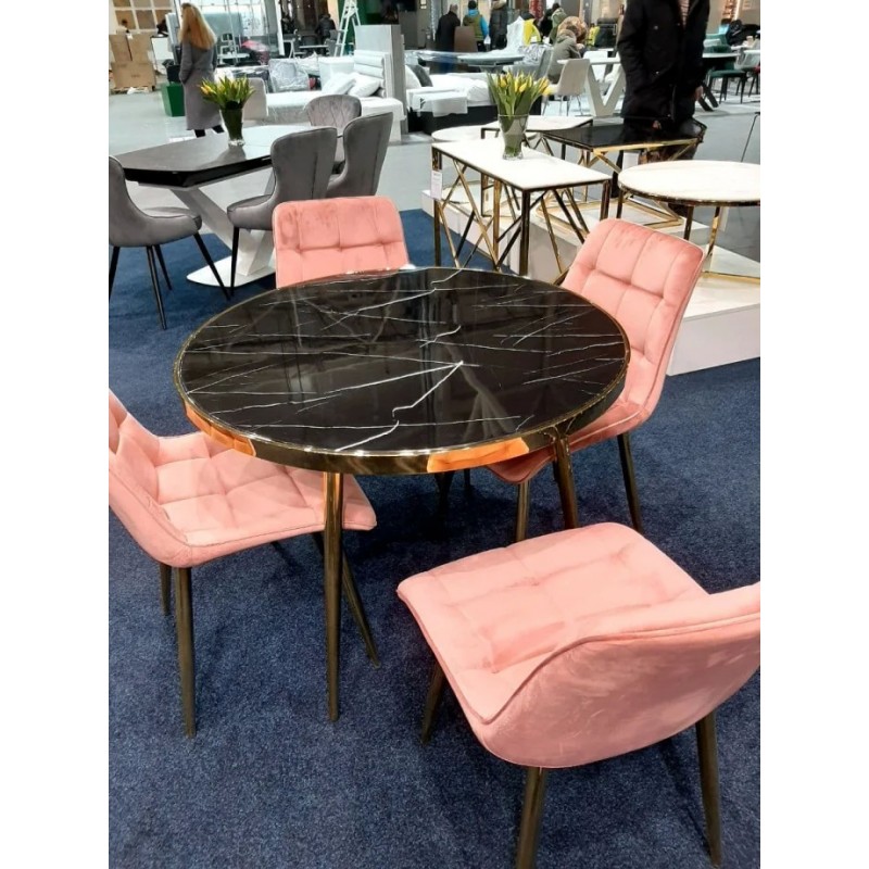 Стіл CALVIN чорний ефект мармуру / золото Діаметр 100 Signal