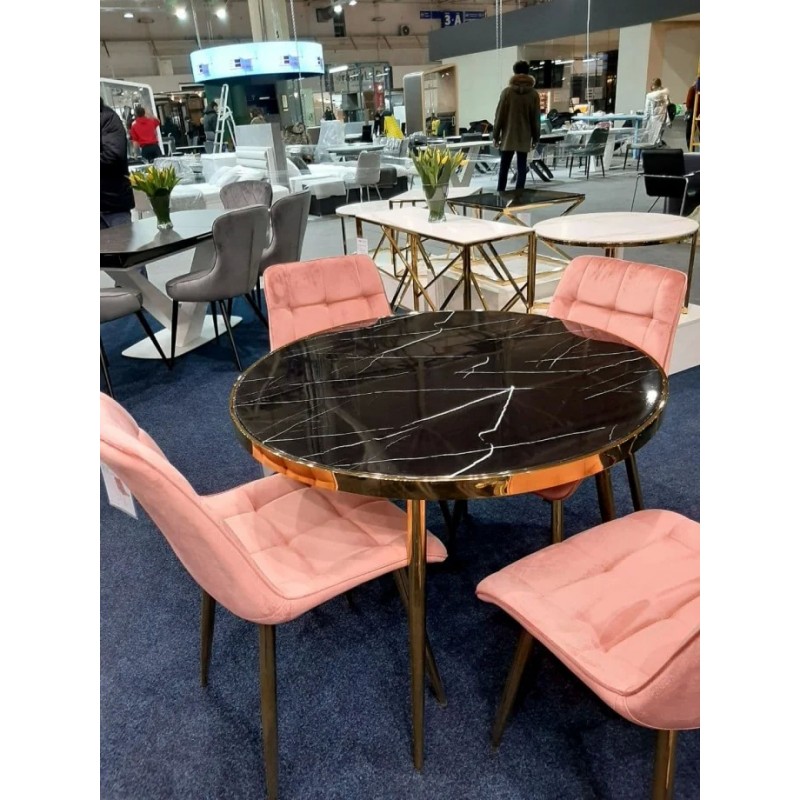 Стіл CALVIN чорний ефект мармуру / золото Діаметр 100 Signal