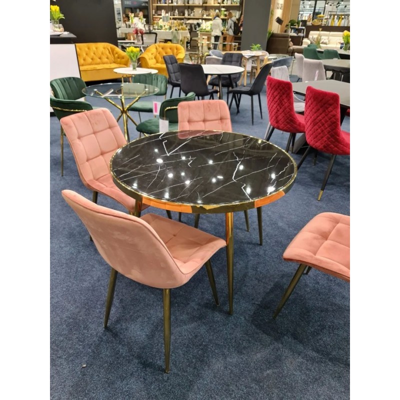 Стіл CALVIN чорний ефект мармуру / золото Діаметр 100 Signal