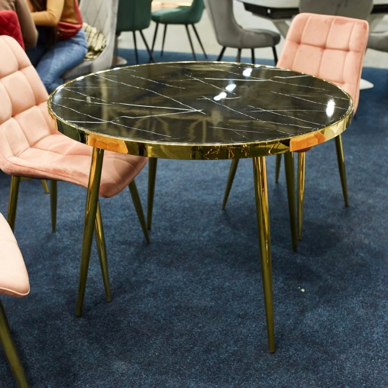 Стіл CALVIN чорний ефект мармуру / золото Діаметр 100 Signal