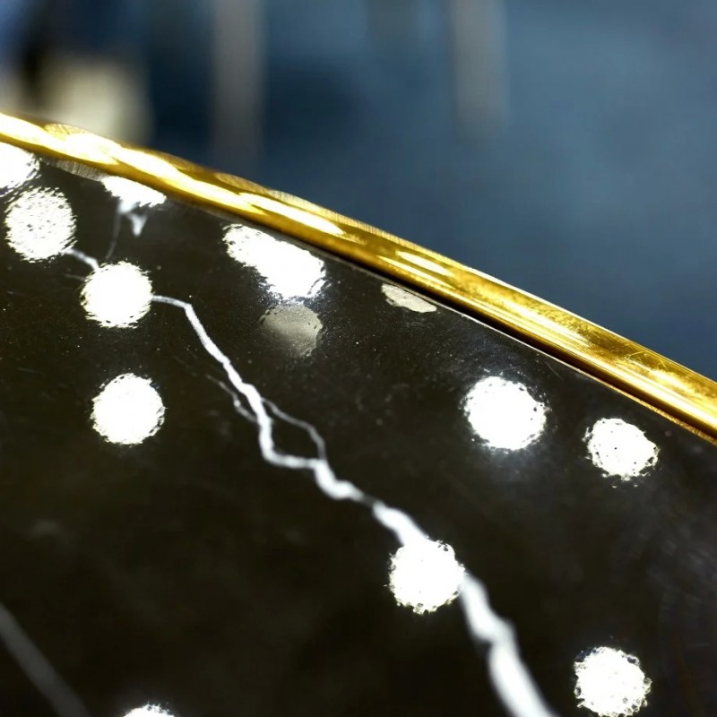 Стіл CALVIN чорний ефект мармуру / золото Діаметр 100 Signal