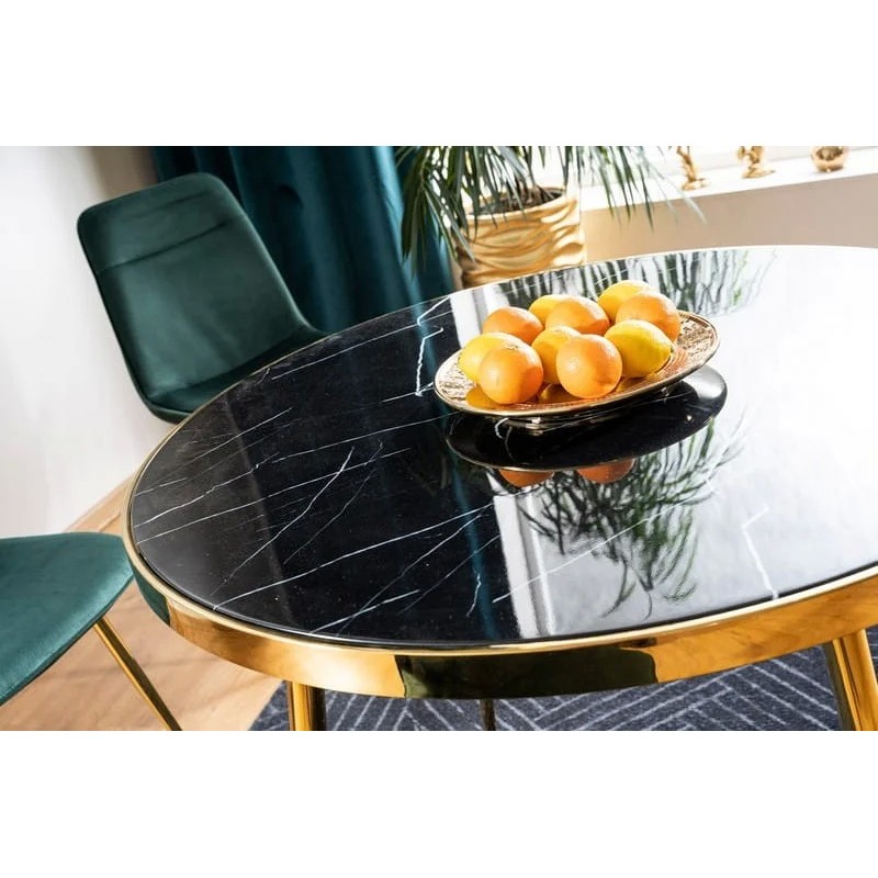 Стіл CALVIN чорний ефект мармуру / золото Діаметр 100 Signal