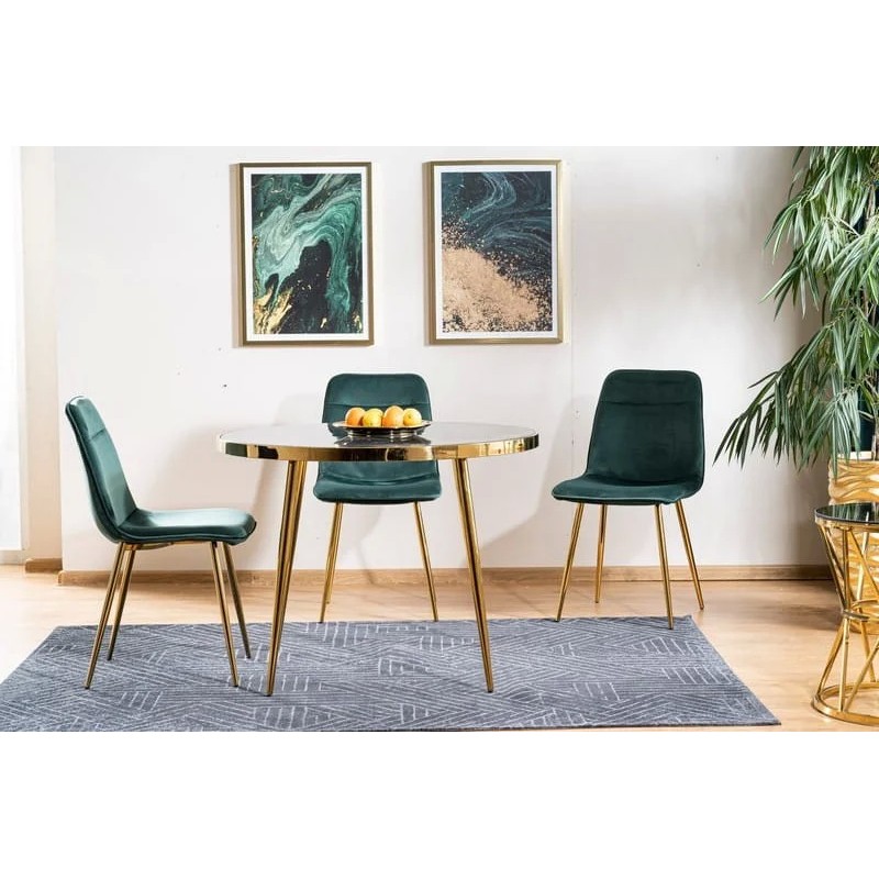 Стіл CALVIN чорний ефект мармуру / золото Діаметр 100 Signal