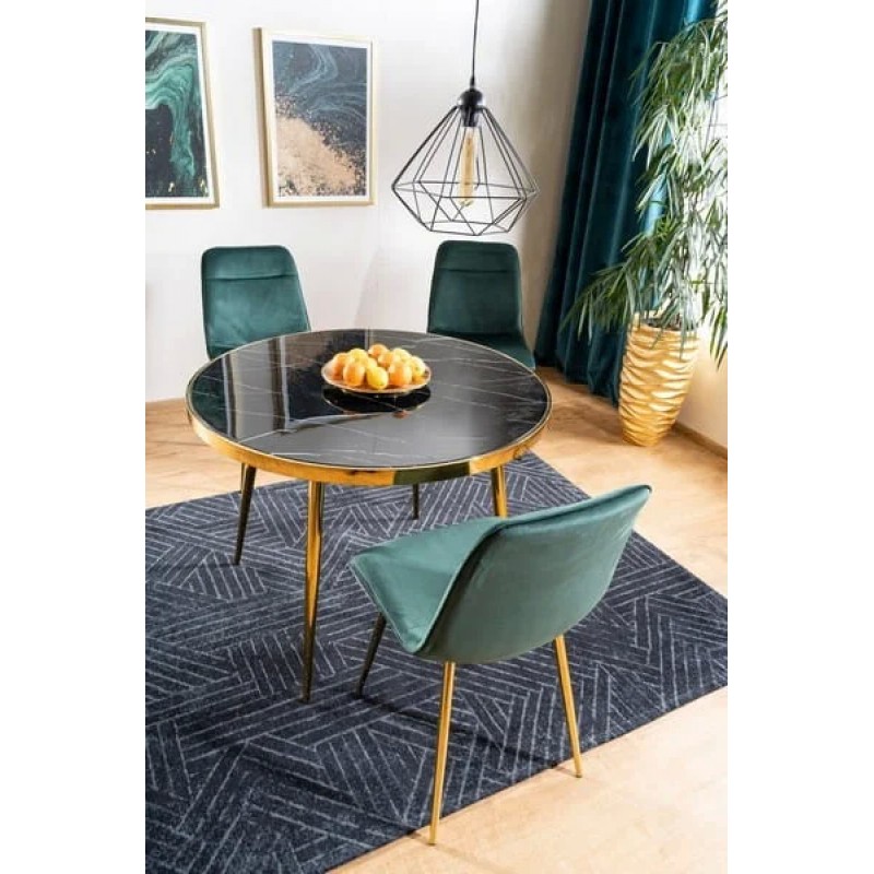 Стіл CALVIN чорний ефект мармуру / золото Діаметр 100 Signal