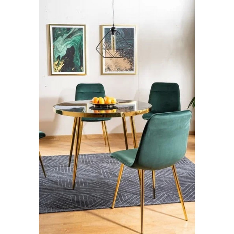 Стіл CALVIN чорний ефект мармуру / золото Діаметр 100 Signal