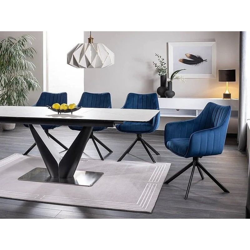 Стіл CANYON CERAMIC білий мармур / чорний мат 160(220)x90 Signal