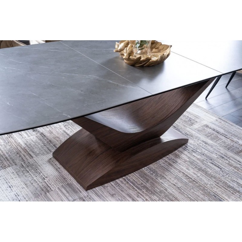Стіл DOLCE CERAMIC сірий мармур / горіх 180(240)X95 Signal