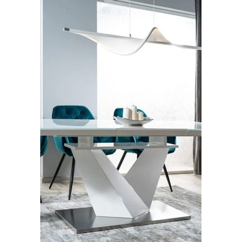 Стіл обідній Alaras III Білий / Білий лак 160 (220) X90 Signal